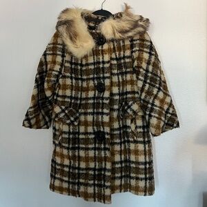 Plaid Coat with Fur